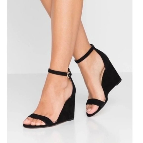 Sam Edelman Shoes - SAM EDELMAN Neesa Suede Black Wedges